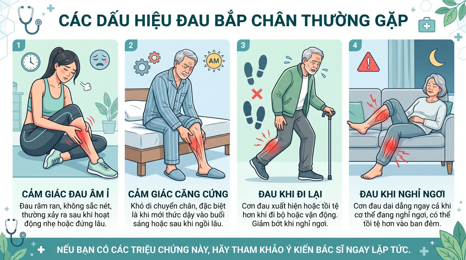 Các dấu hiệu đau nhức bắp chân thường gặp