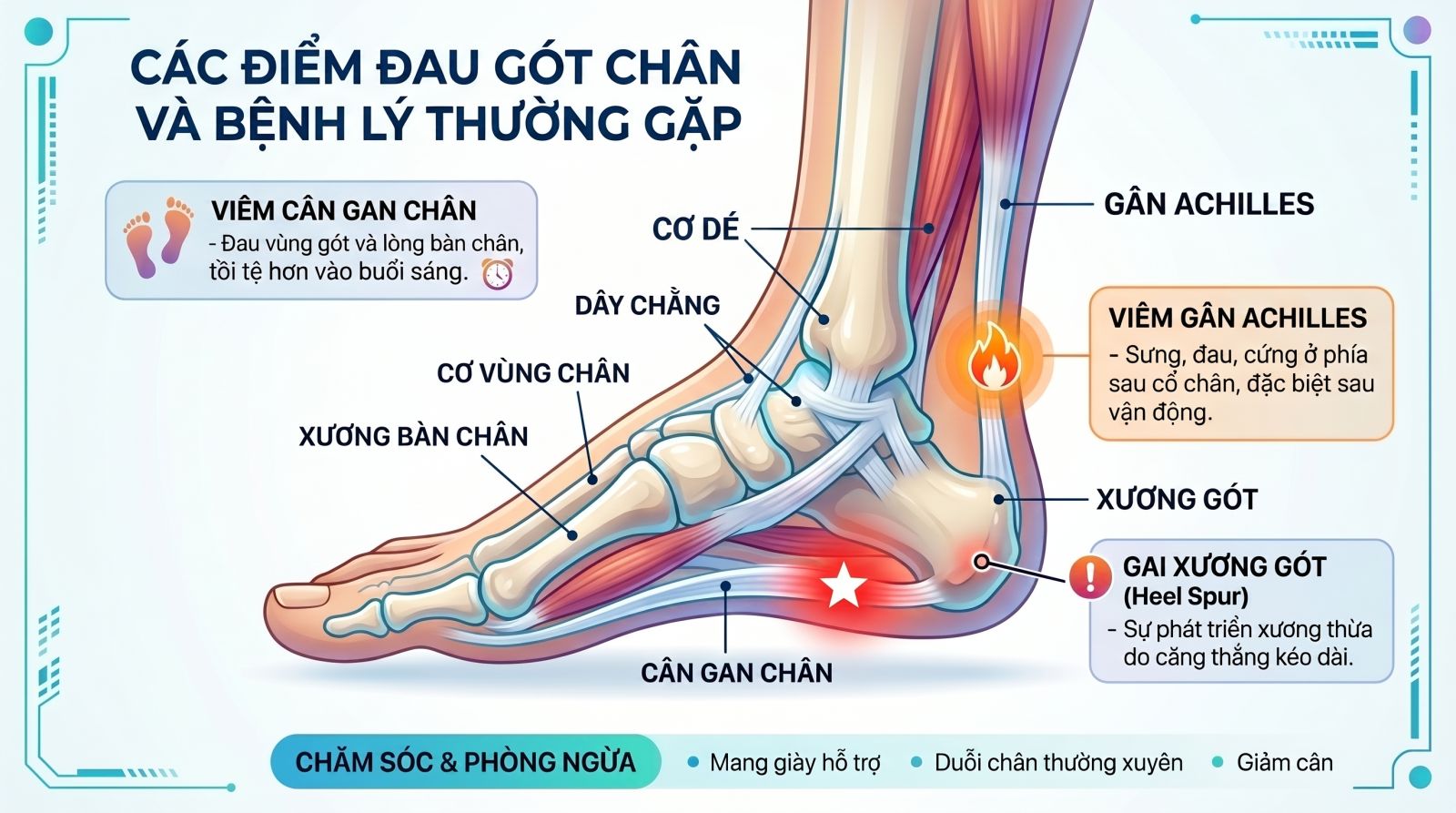 Nguyên nhân gây đau gót chân và viêm cân gan chân