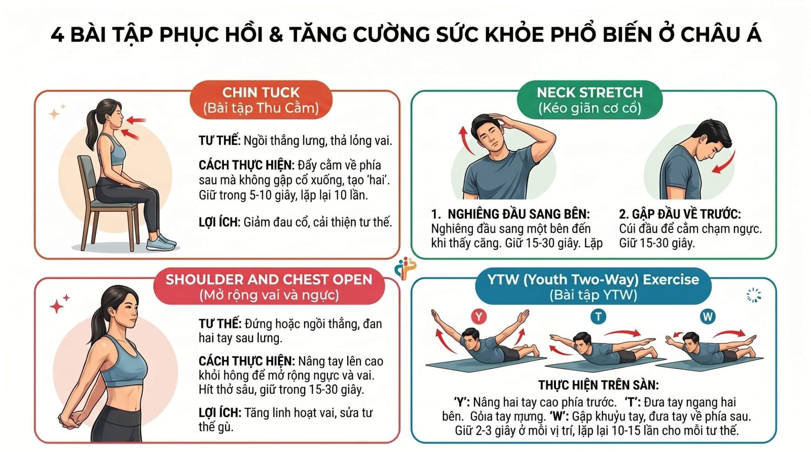 Các bài tập cải thiện hội chứng cổ rùa giúp đưa đầu về đúng vị trí