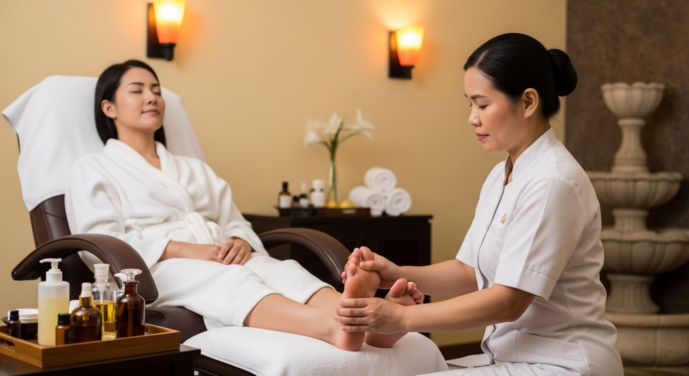 Massage chân kích thích huyệt đạo, giảm mệt mỏi và giúp ngủ ngon
