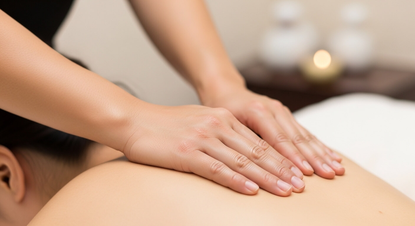Massage giữa nhịp sống bận rộn, thể hiện nhu cầu chăm sóc sức khỏe tự nhiên và thư giãn không dùng thuốc