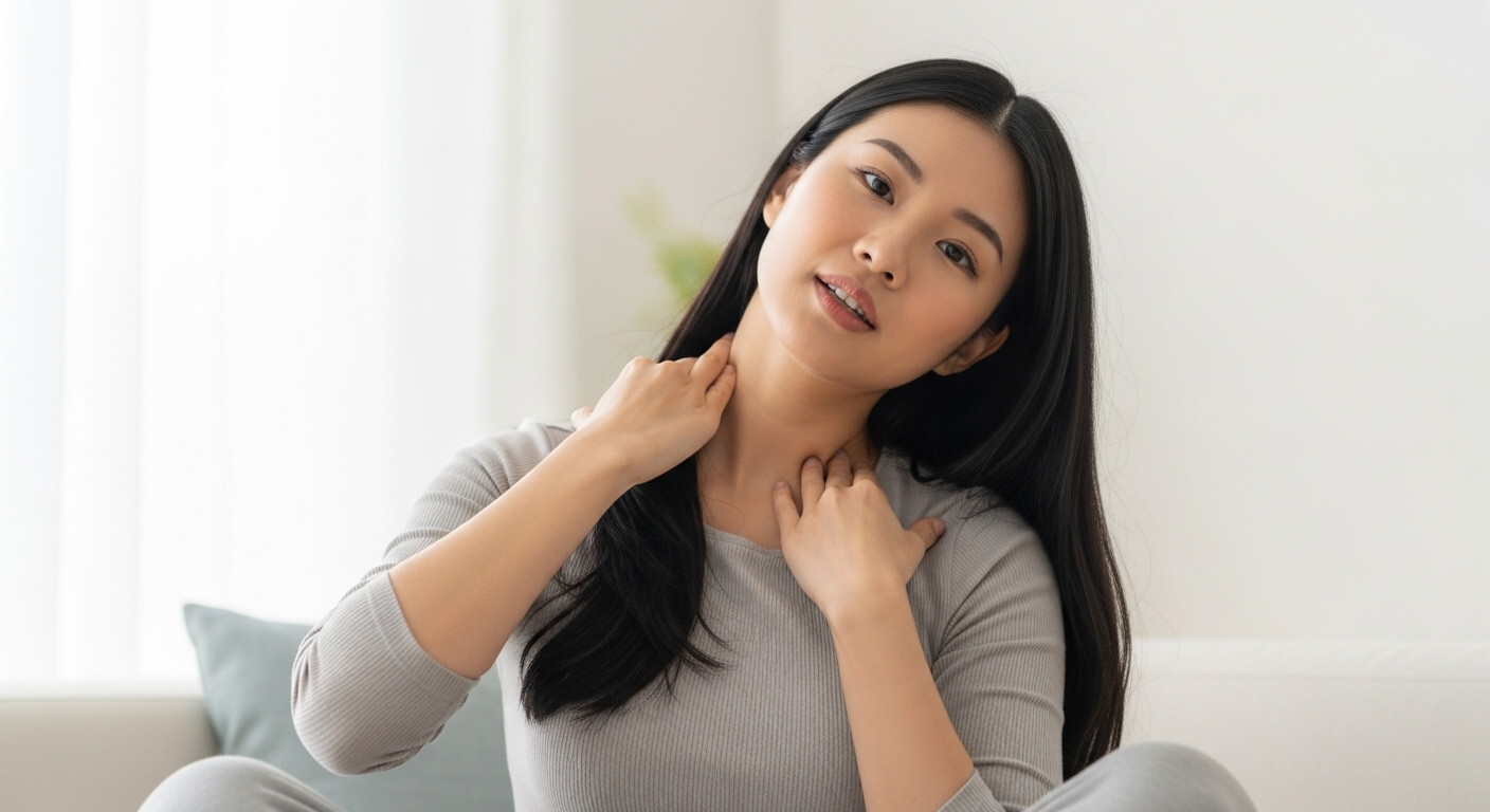 Dùng đầu ngón tay massage da đầu để thư giãn và giảm stress.