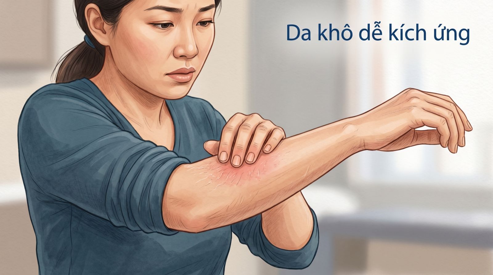 Da khô và nhạy cảm dễ bị ngứa khi dùng máy massage