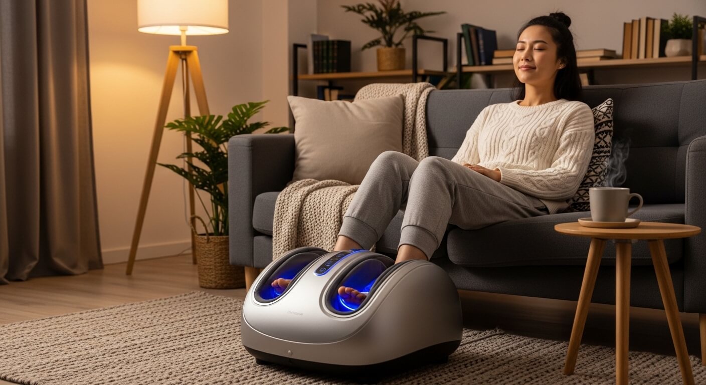 Sử dụng máy massage chân tự động để thư giãn sau một ngày làm việc mệt mỏi