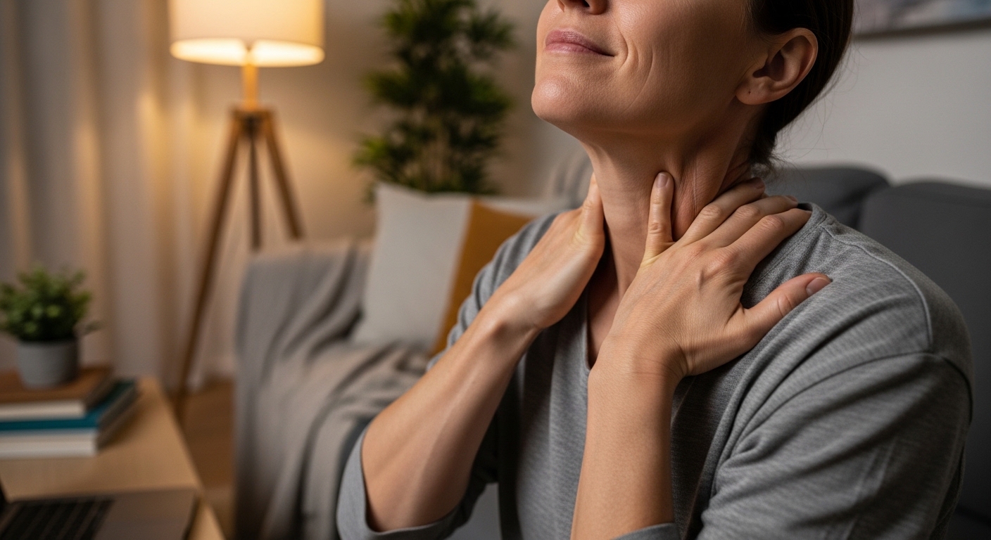 Massage cổ và vai bằng tay, xoa bóp từ vai lên cổ, giảm căng cơ