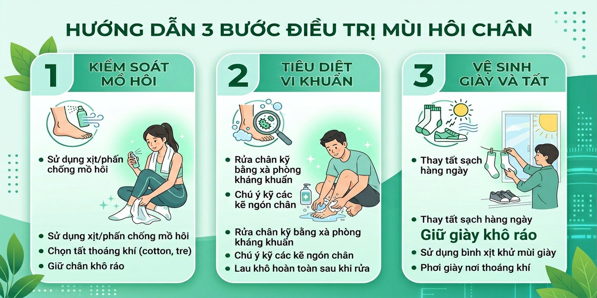 Các bước kiểm soát hôi chân đúng cách tại nhà