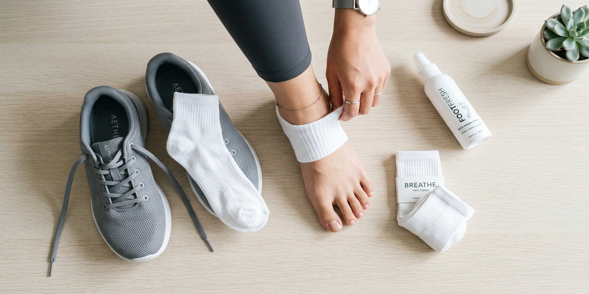 Giày thoáng khí và tất cotton giúp giảm hôi chân