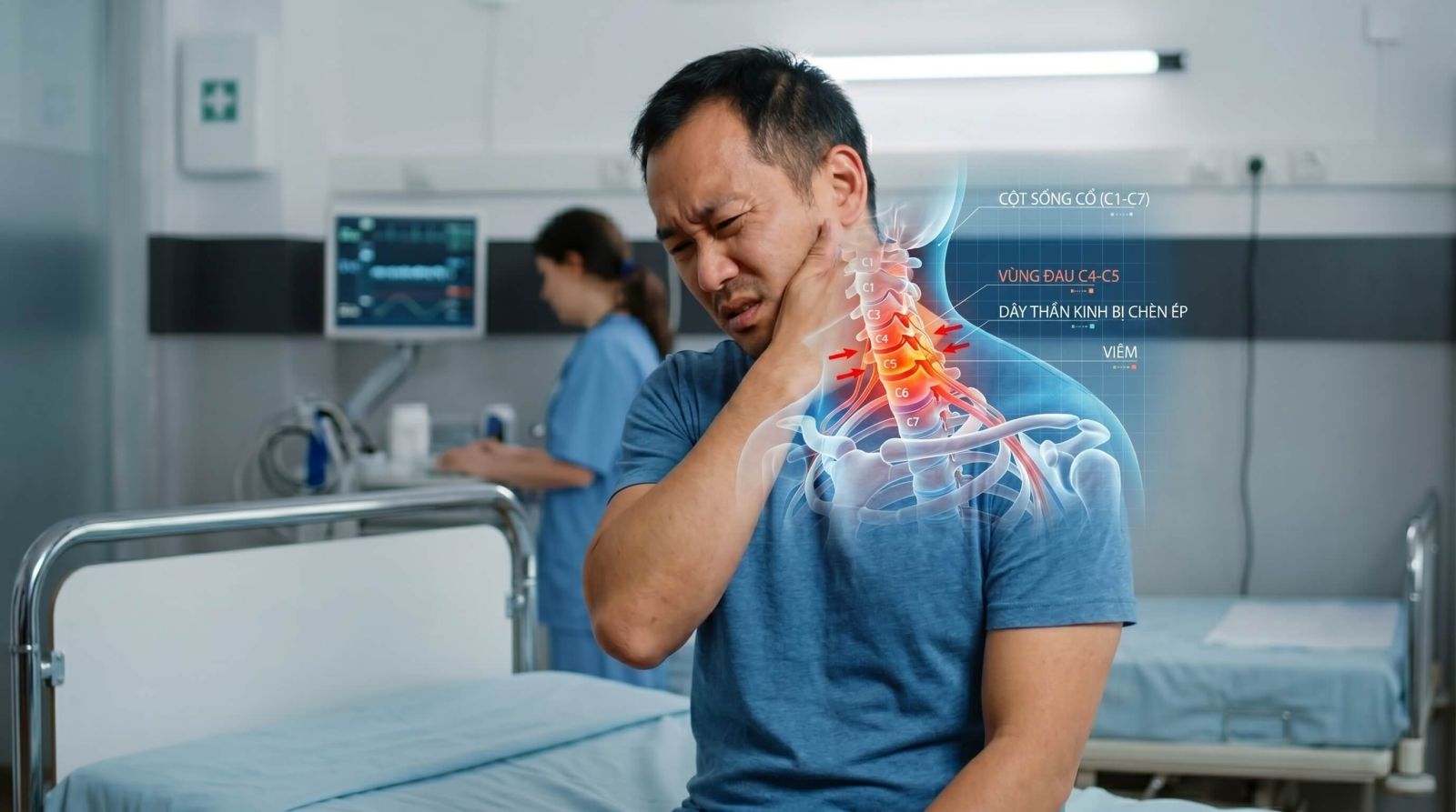 Thoái hóa đốt sống cổ gây đau cổ khi ngủ dậy