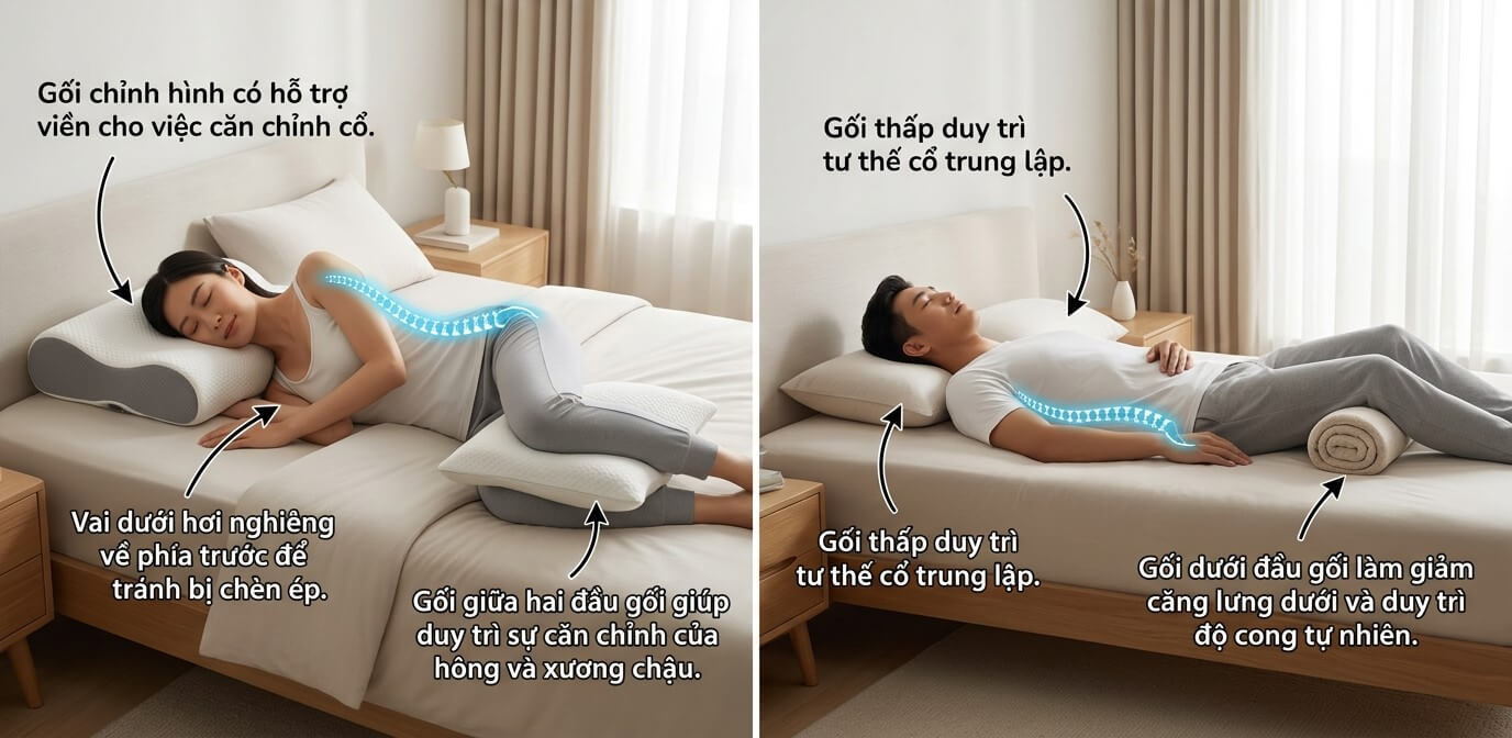 Tư thế ngủ đúng tránh đau cổ vai gáy