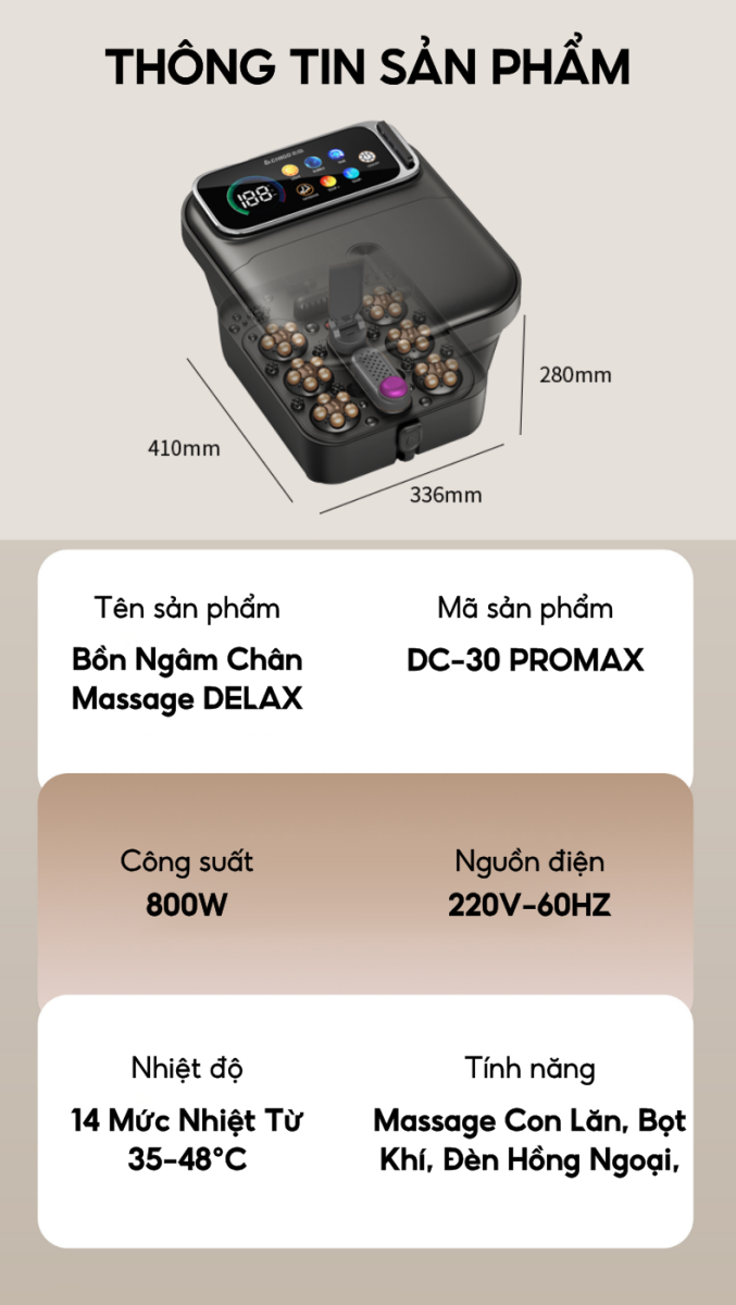 Bồn massage chân Delax DC30 giúp thư giãn và giảm đau mỏi chân tại nhà
