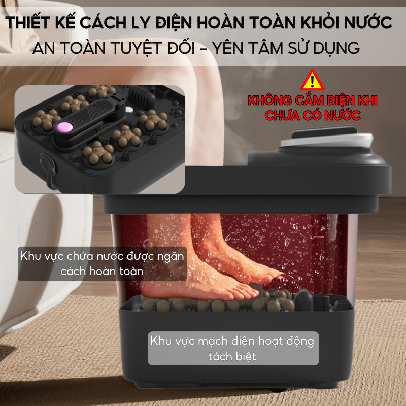 Bồn massage chân Delax DC30 chống giật an toàn khi sử dụng