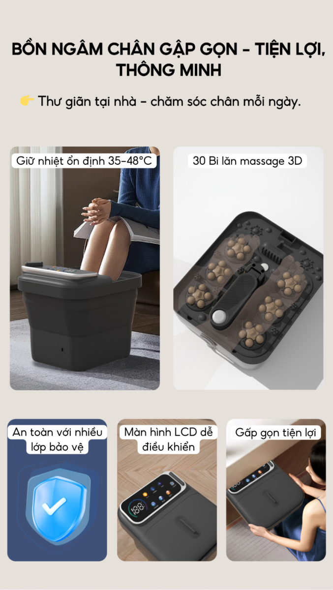 Sử dụng bồn massage chân tại nhà giúp giảm đau mỏi và thư giãn cơ thể