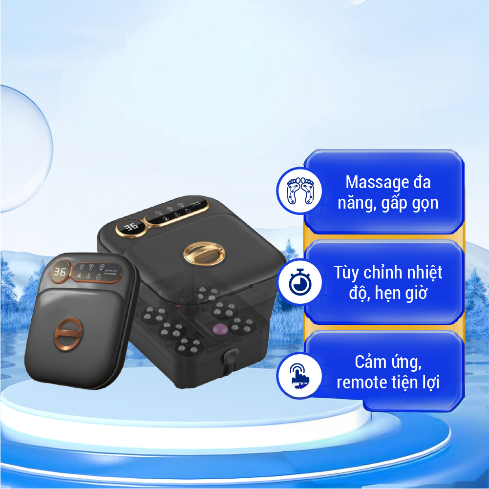 Bồn Ngâm Chân Massage Delax BNC02 Bấm Huyệt, Ngâm Chân Thảo Dược, Thải Độc