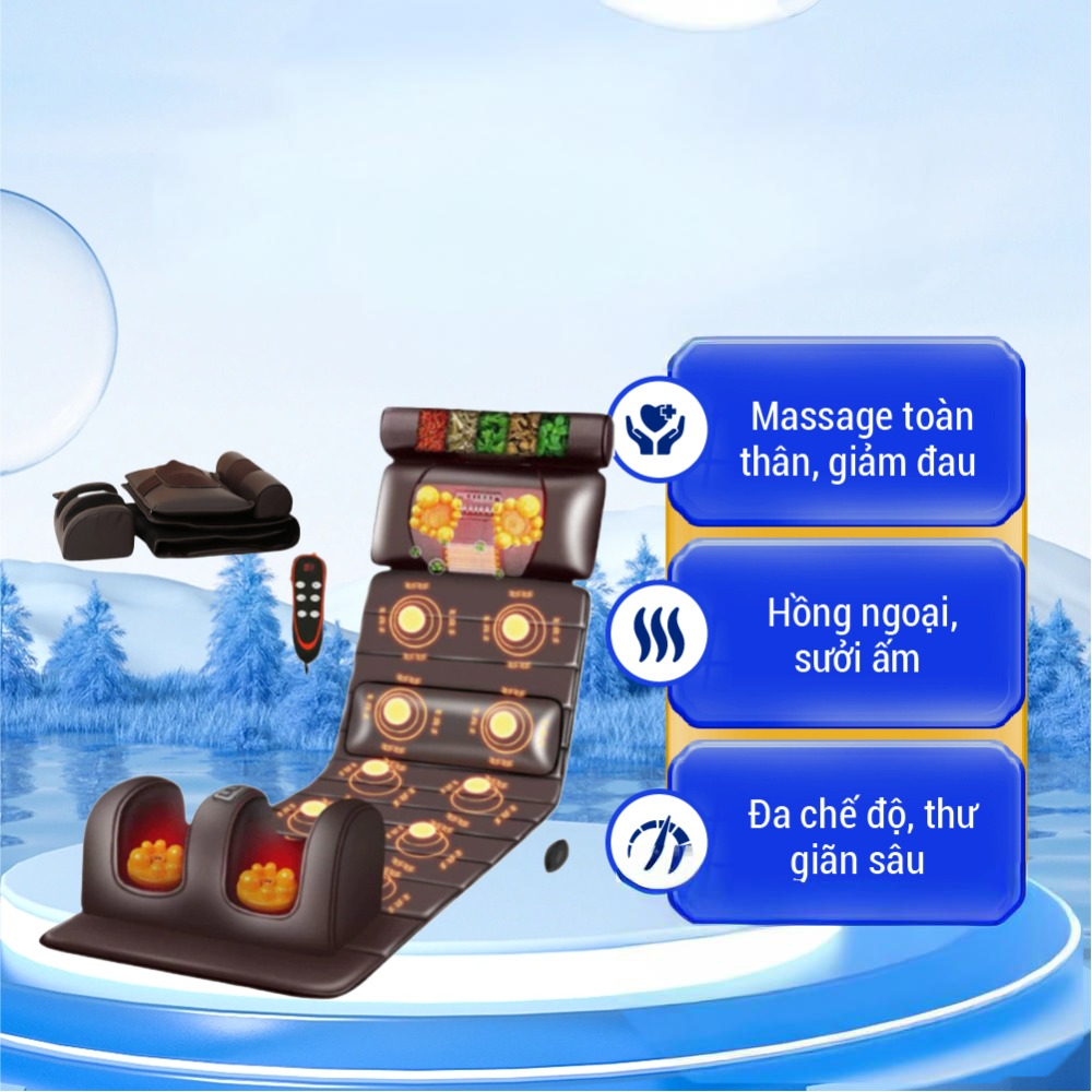 Đệm Massage Toàn Thân Delax TMS01 Giảm Đau Mỏi, Giúp Ngủ Ngon