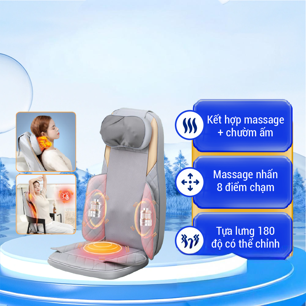 Ghế Massage Lưng Toàn Thân Delax GMS02 Giảm Đau Lưng Vai Gáy