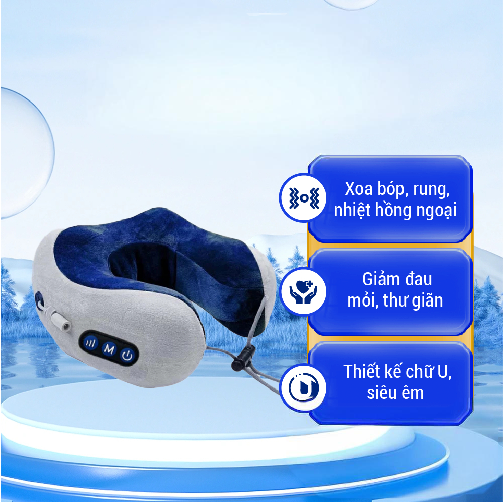 Gối Massage Cổ Chữ U NMI MART GMC03 Giảm Đau Mỏi Cổ Vai Gáy, Thư Giãn Nhỏ Gọn