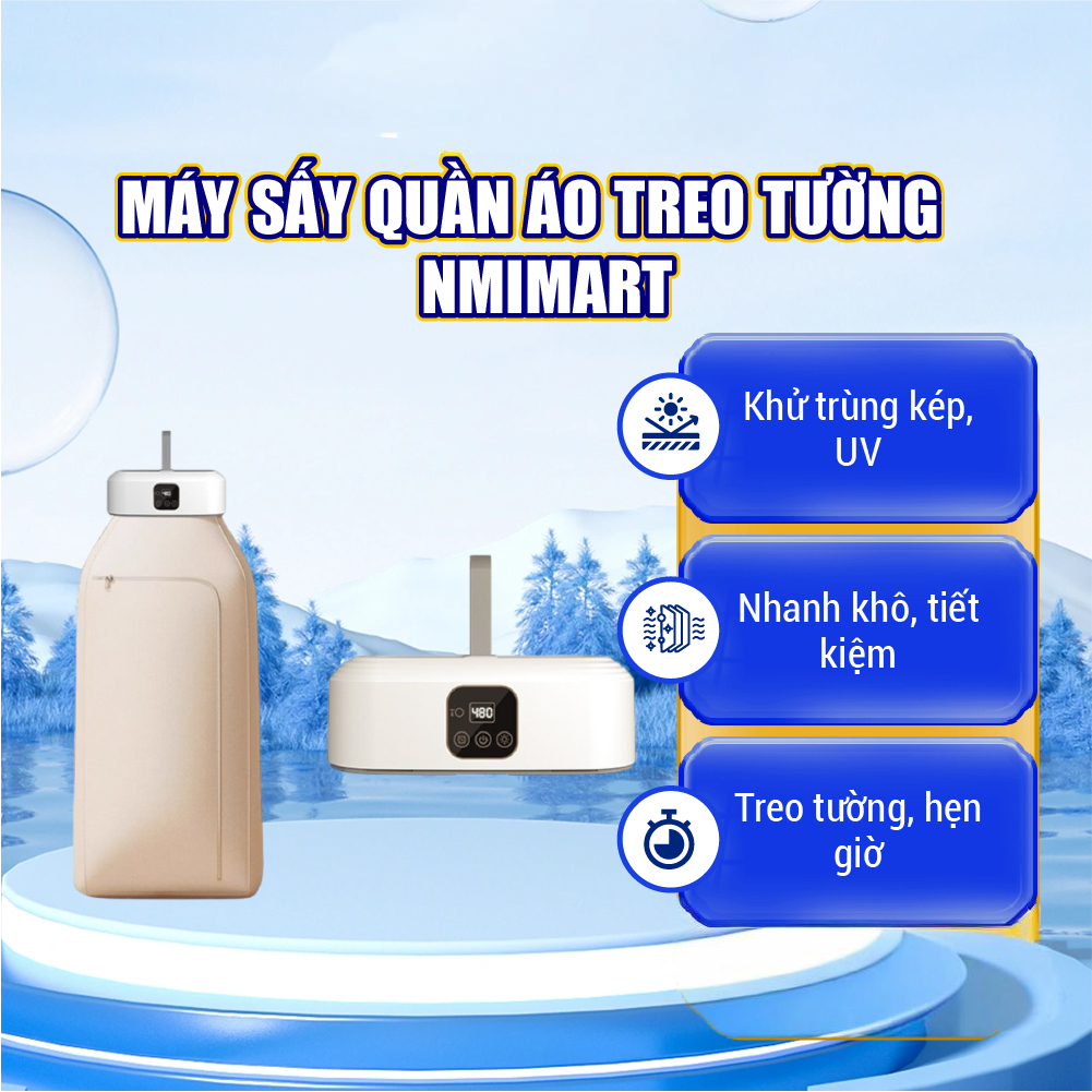 Máy Sấy Quần Áo Treo Tường Khô Nhanh, Nhỏ Gọn Tiết Kiệm Diện Tích NMI Mart SQA01