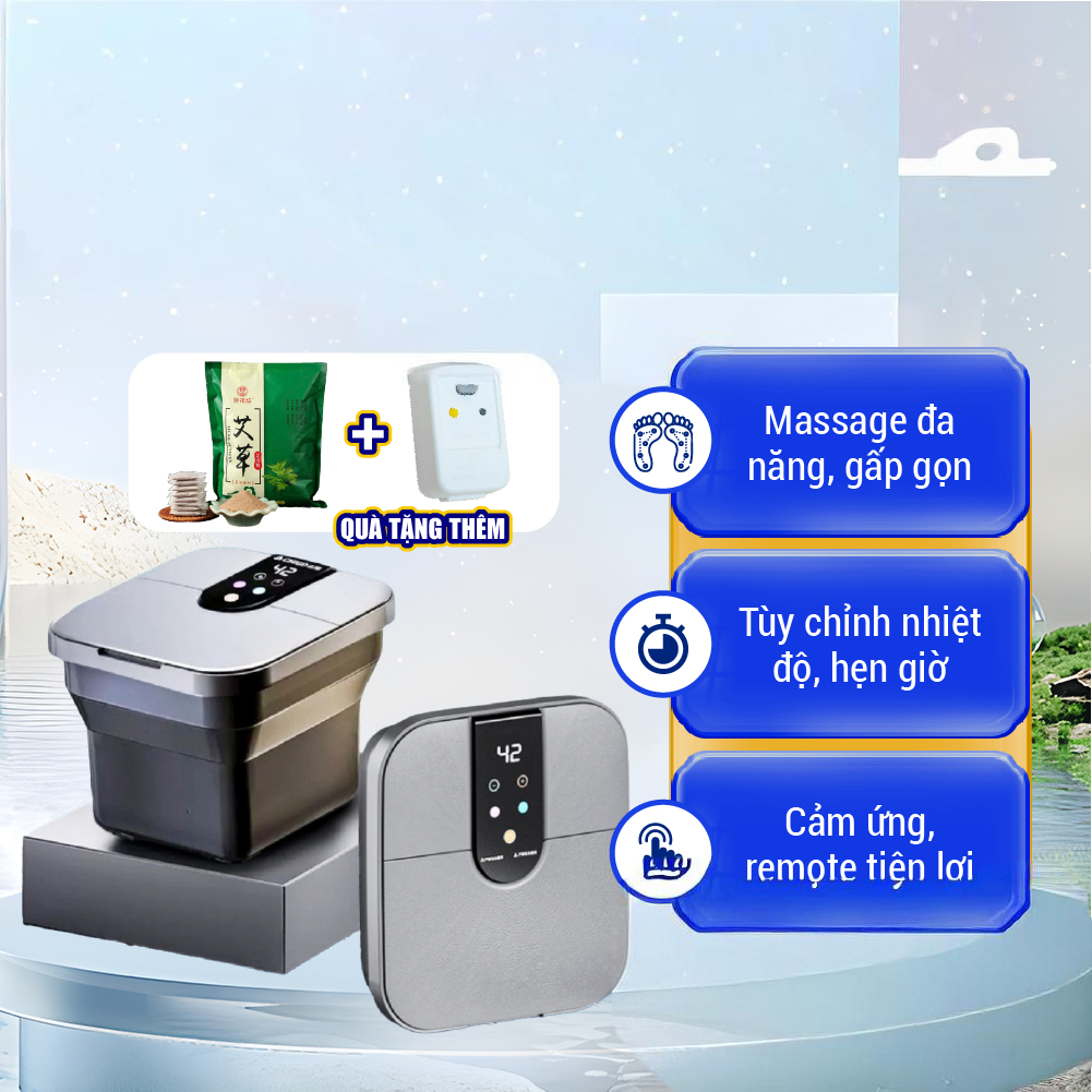 Bồn Ngâm Chân Massage NMI MART Gấp Gọn Cao Cấp, Tự Động Làm Nóng, Chống Giật BNC01